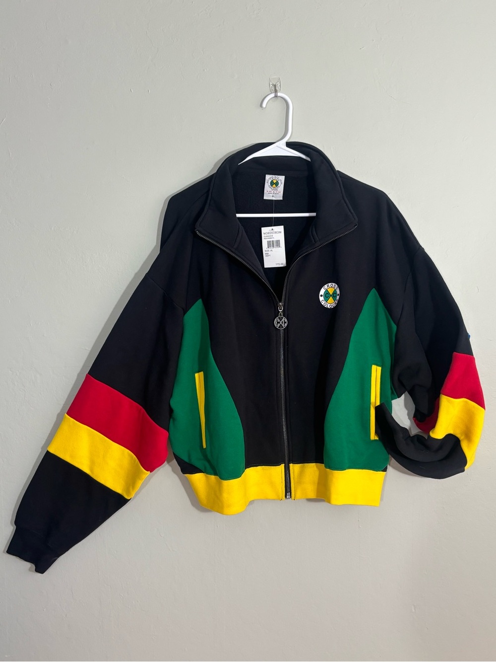 Cross Colours Colorblock Fleece Crop Track Jacket XL